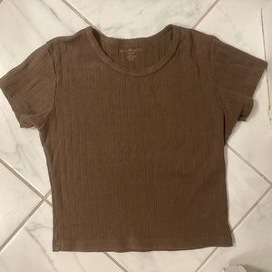 Brandy Melville brown baby tee shirt.